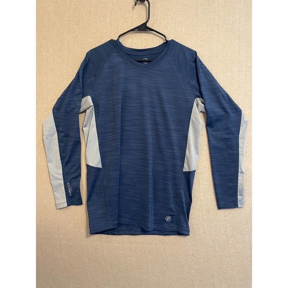 Hang Ten Shirt Men's Medium Blue and Gray Back Zip Pocket UV Protection - Picture 1 of 12